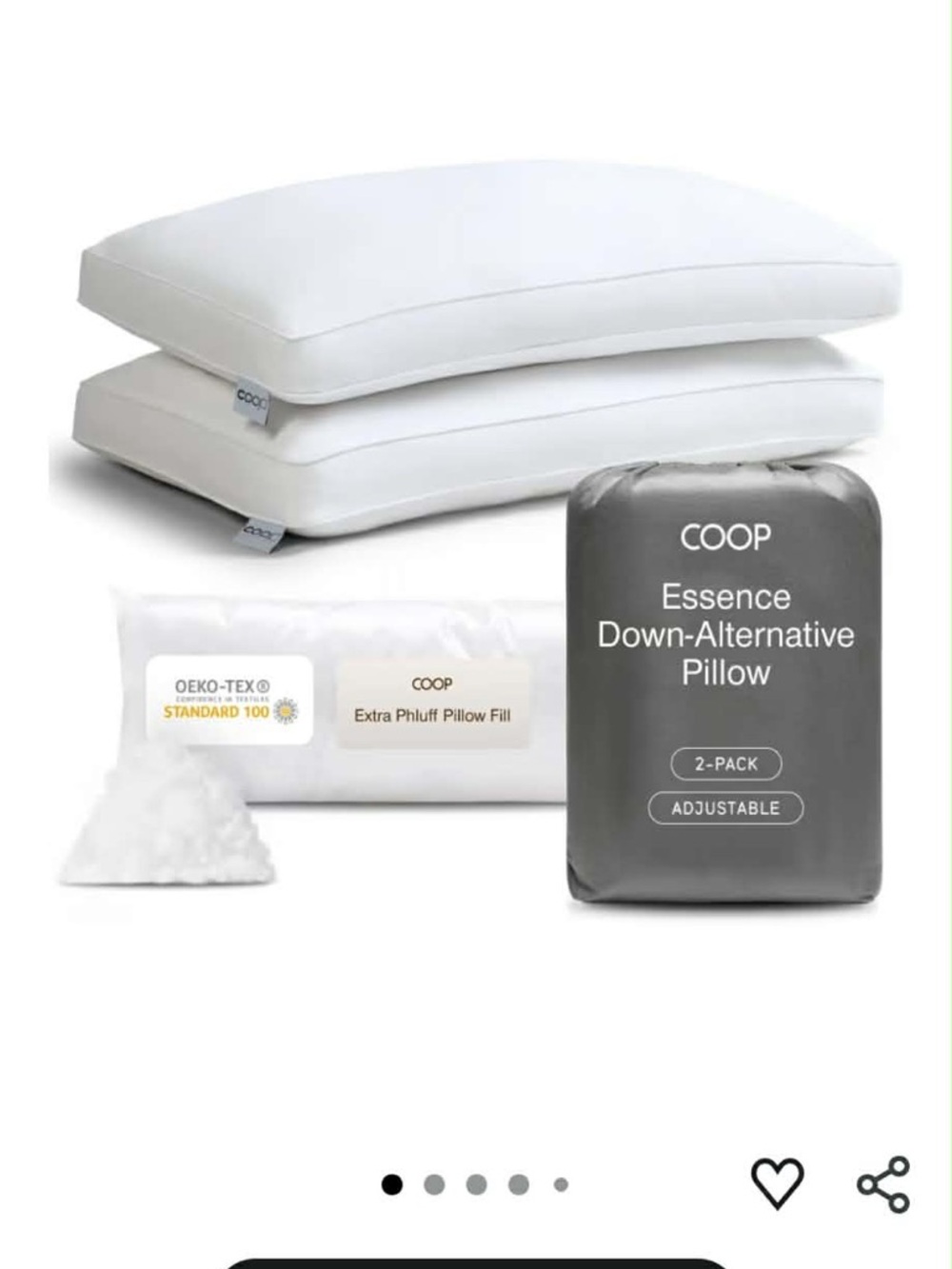 Essence Adjustable White Down-Alternative Pillow - 2 Pack